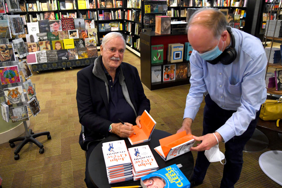 LONDON, ENGLAND - SEPTEMBER 10: John Cleese during a book signing at Waterstones Piccadilly to promote his book 