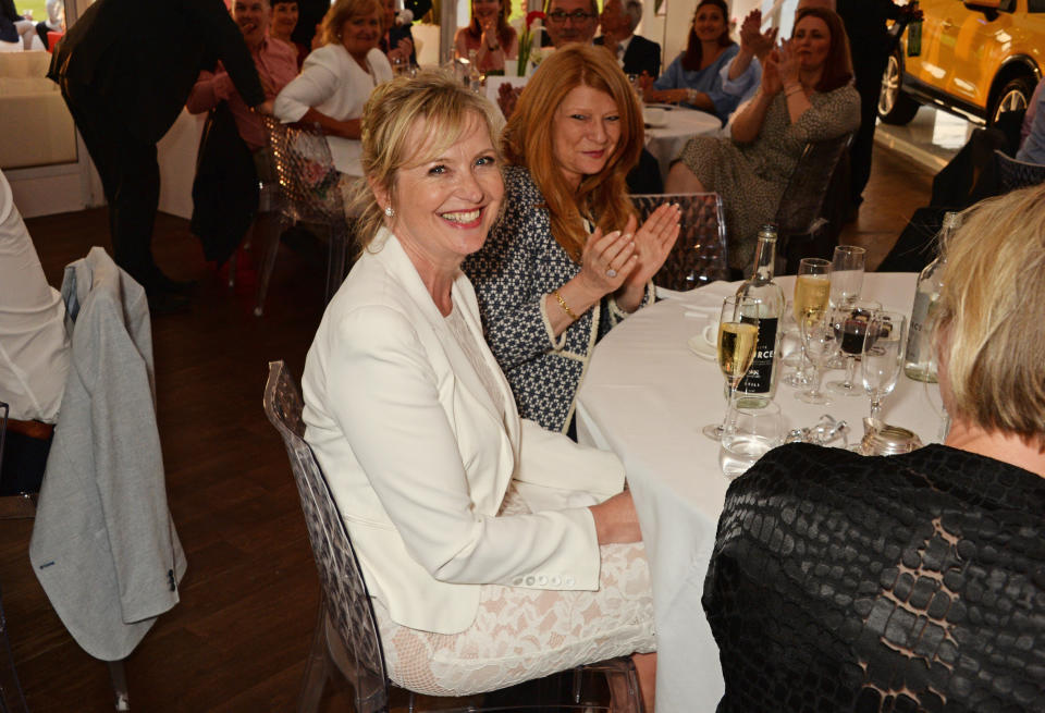 LONDON, ENGLAND - MAY 29: Carol Kirkwood celebrates her birthday during day two of the Audi Polo Challenge at Coworth Park on May 29, 2016 in London, England. (Photo by David M. Benett/Dave Benett/Getty Images for Audi UK)