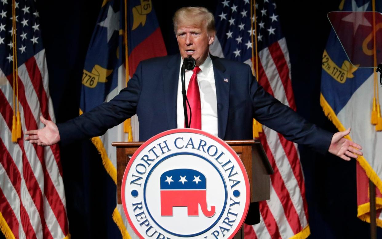 Donald Trump speaks at the North Carolina Republican Convention in Greenville - AP