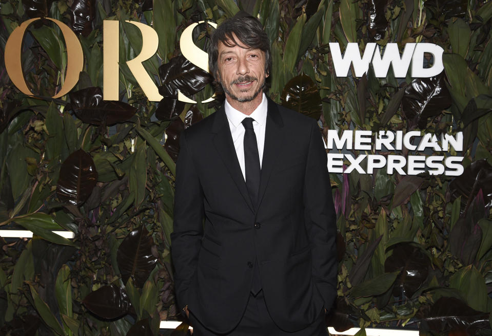 FILE - Honoree Italian fashion designer Pierpaolo Piccioli attends the fourth annual Women's Wear Daily WWD Honors in New York on Oct. 29, 2019. The Council of Fashion Designers of America (CFDA) announced Jones as International Women's Designer of the Year for the 2020 CFDA Fashion Awards.(Photo by Evan Agostini/Invision/AP, File)