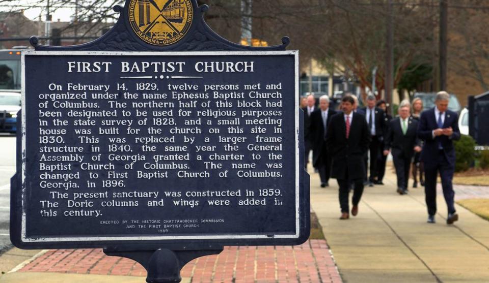 Friends and family of Georgia Rep. Richard Smith, along with elected leaders from across the state, gather Monday morning for Smith’s memorial service at First Baptist Church in downtown Columbus, Georgia. 02/05/2024