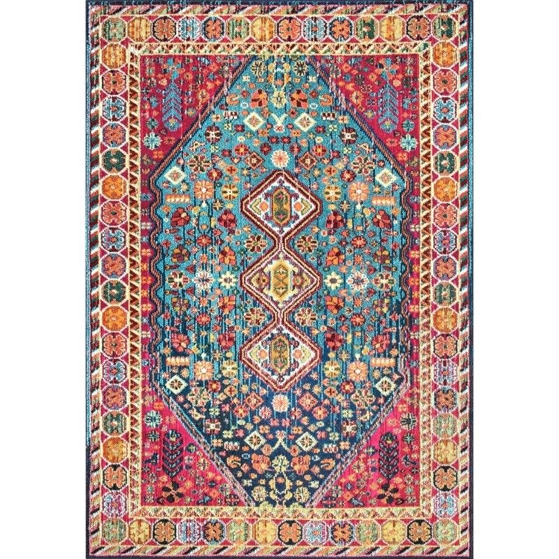 Ornate traditional rug with symmetrical patterns