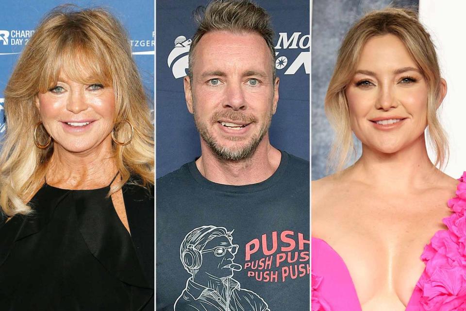 <p> Paul Morigi/Getty, Charley Gallay/Getty, Daniele Venturelli/Getty</p> Goldie Hawn, Dax Shepard and Kate Hudson