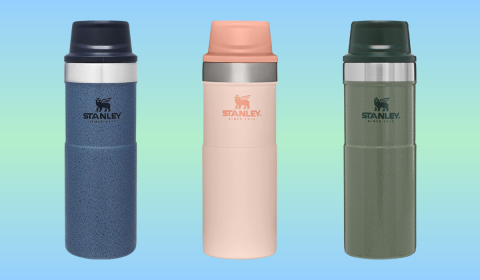 stanley travel mugs in three colors