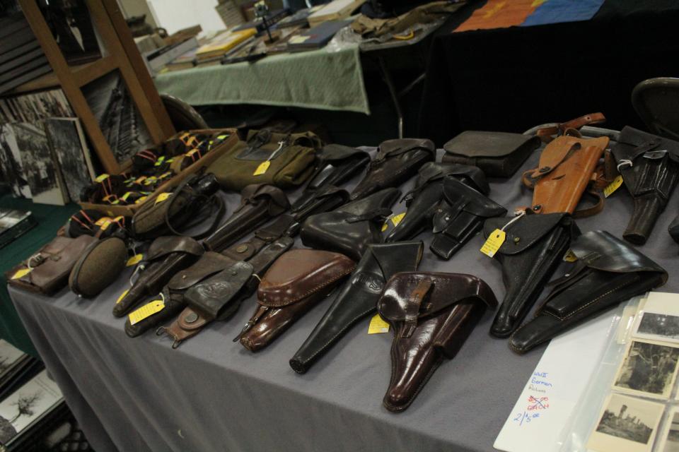 Old gun holsters at the Civil War Show.