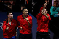 Tennis - Laver Cup - 1st Day - Prague, Czech Republic - September 22, 2017 - Members of team World react during the match. REUTERS/David W Cerny