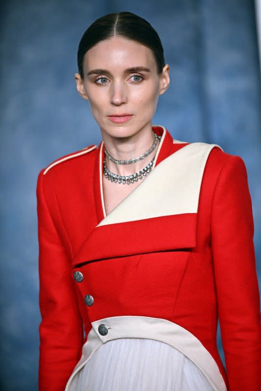 Rooney Mara arrives for the Vanity Fair Oscar Party at the Wallis Annenberg Center for the Performing Arts in Beverly Hills, Calif., on March 12, 2022. The actor turns 39 on April 17. File Photo by Chris Chew/UPI