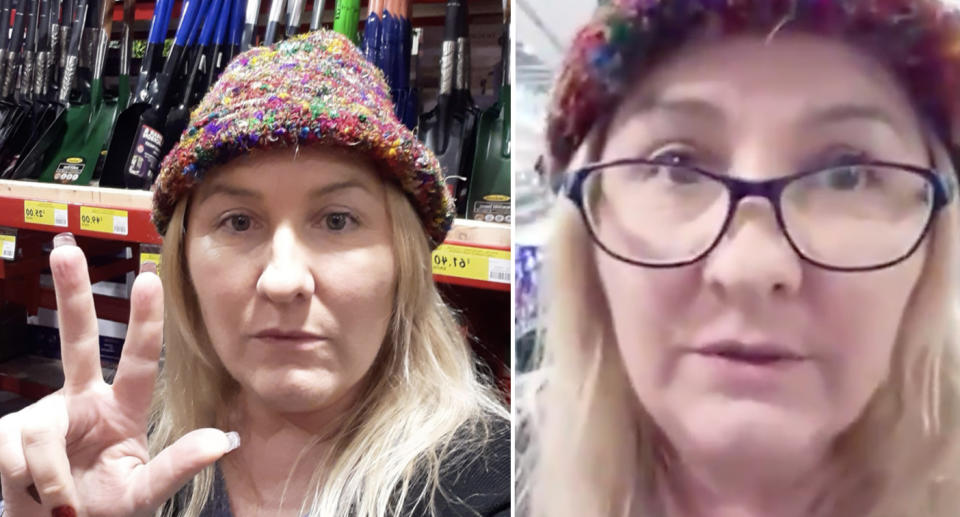 Pictured is Bunnings 'Karen' Lizzy Rose as she filmed herself refusing to wear a mask.