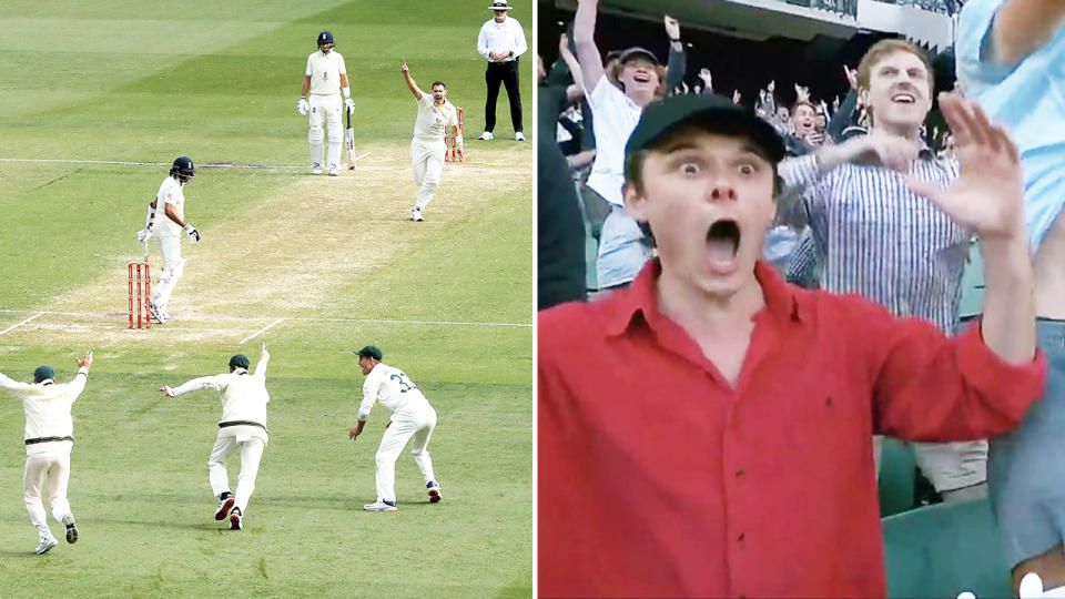 Scott Boland, pictured here sending the MCG into a frenzy with two late wickets in the third Ashes Test.