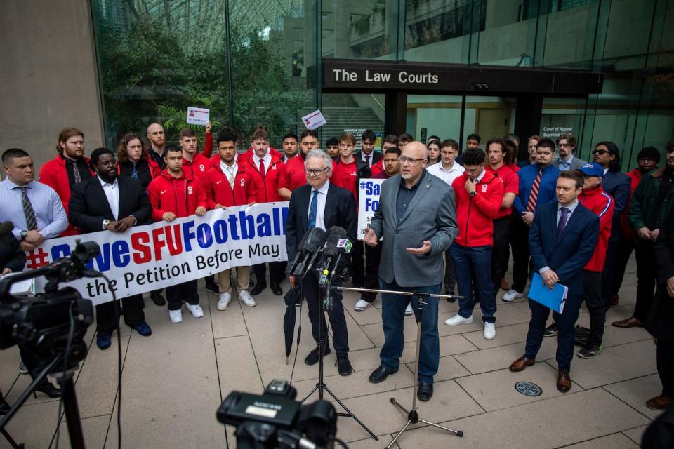 Five SFU Football players have filed an injunction in the Supreme Court of British Columbia to halt the university's heavily-criticized decision to cancel its varsity football program last week. 