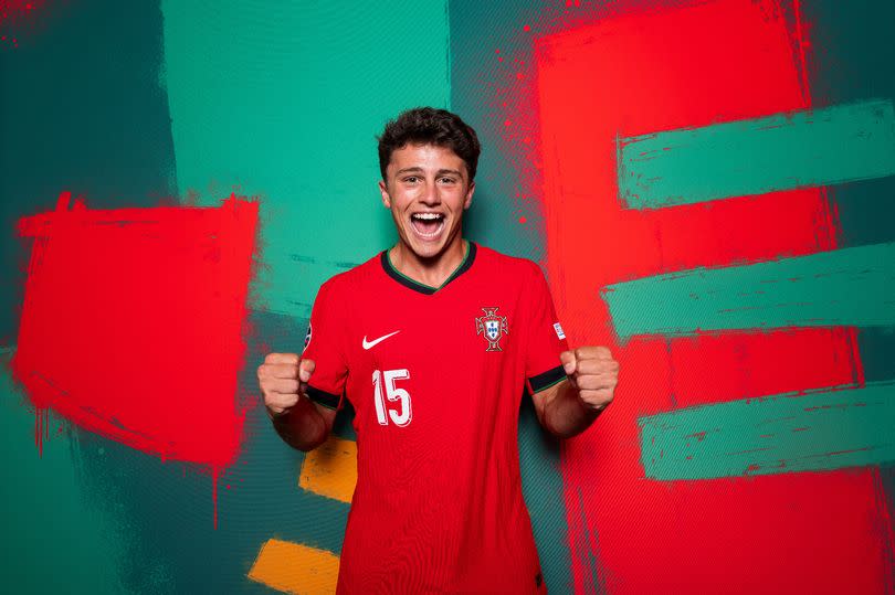 Joao Neves of Portugal poses for a portrait during the Portugal Portrait session ahead of the UEFA EURO 2024 Germany on June 09, 2024 in Lisbon, Portugal.