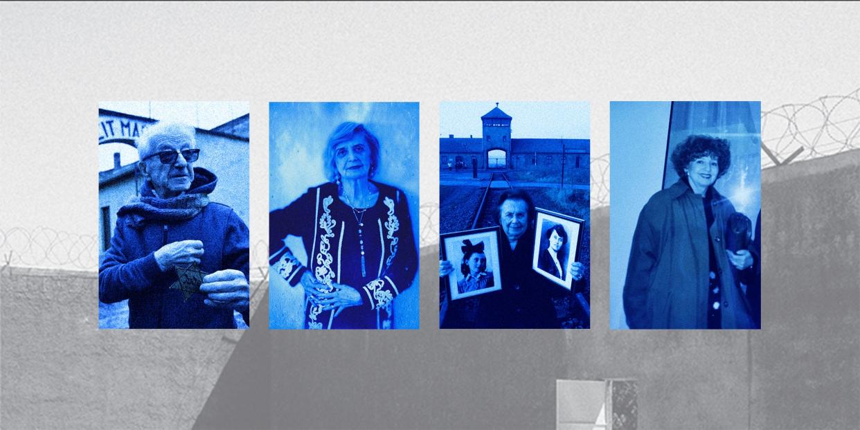 Collage of Gidon Lev, Tova Friedman, Lily Ebert, and Rosie Heilbrun.