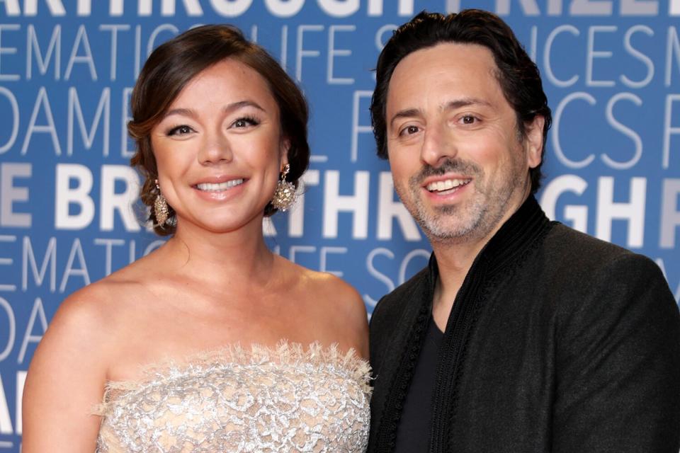 Sergey Brin (R) and Nicole Shanahan attend the 2019 Breakthrough Prize at NASA Ames Research Center on November 4, 2018 in Mountain View, California.