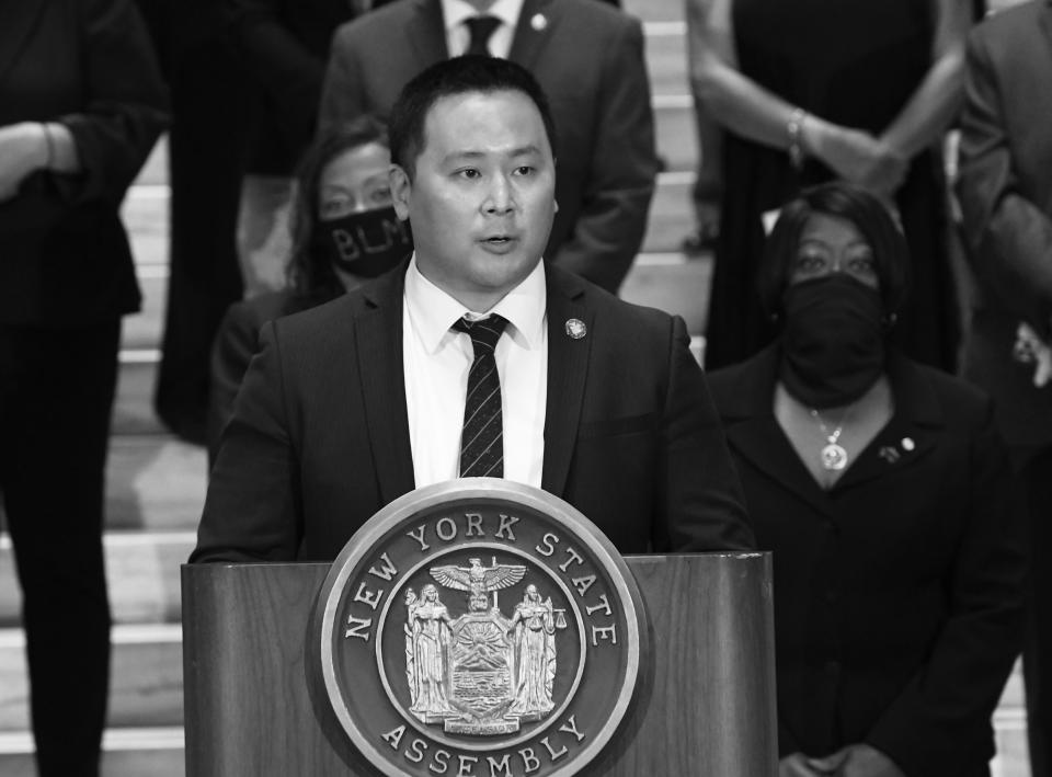 Assemblyman Ron Kim, D-Queens, speaks during a press briefing at the state Capitol in Albany, N.Y. (Hans Pennink, File/AP)