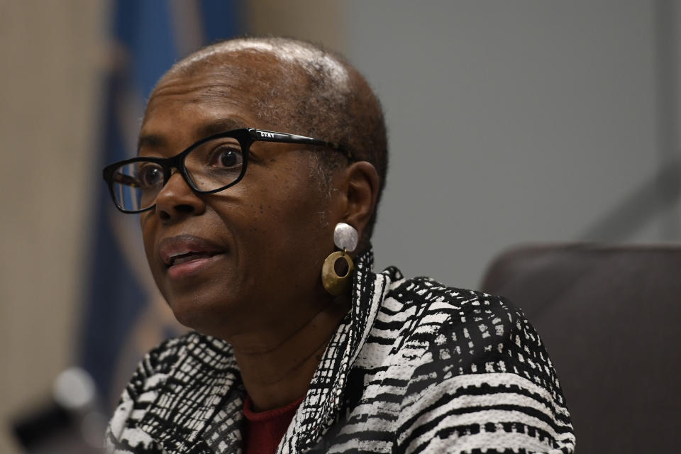 City Council member Sandra Washington speaks on the topic of the Fairness Ordinance during the Lincoln City Council meeting Monday at the County-City building in Lincoln, Neb. (Jaiden Tripi/Lincoln Journal Star via AP)