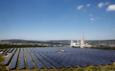 FILE PHOTO: A general view shows solar panels to produce renewable energy at the Urbasolar photovoltaic park in Gardanne