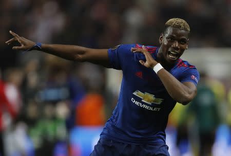 Football Soccer - Ajax Amsterdam v Manchester United - UEFA Europa League Final - Friends Arena, Solna, Stockholm, Sweden - 24/5/17 Manchester United's Paul Pogba celebrates winning the Europa League Reuters / Lee Smith Livepic