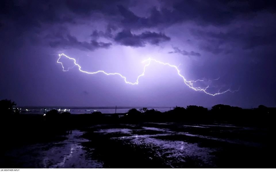 A lightning bolt across the Solent off the coast of Southampton - Solent News and Photo Agency/Sarah Webber