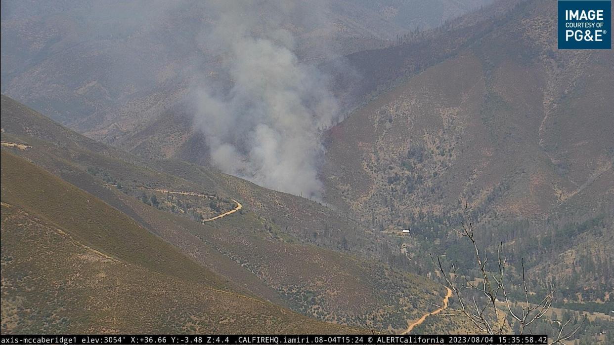 The Ridge Fire is burning in the area of Trinity Mountain Road and Fawn Ridge Road.