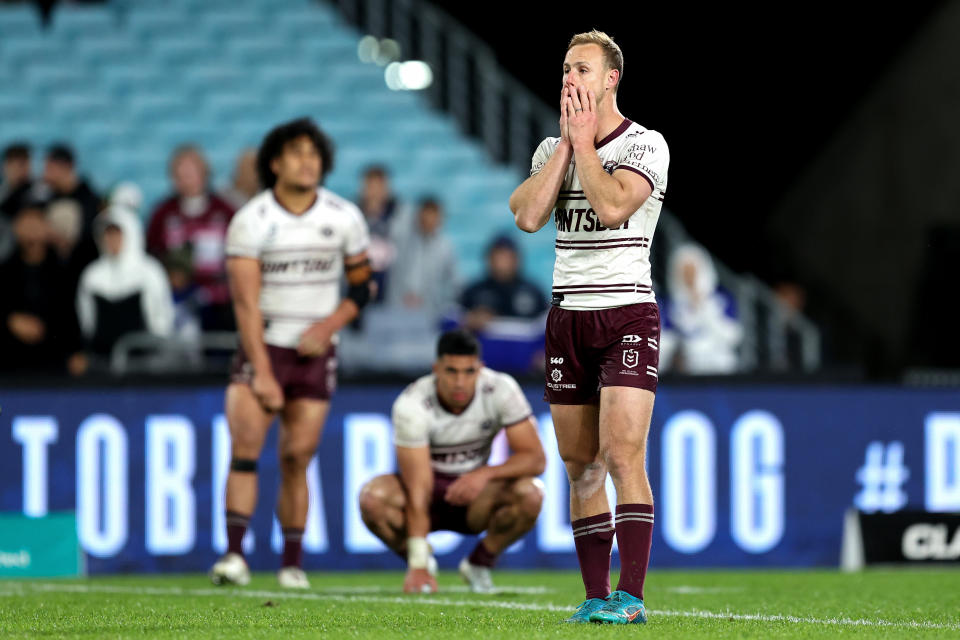 Daly Cherry-Evans, pictured here after the Sea Eagles' loss to the Bulldogs.