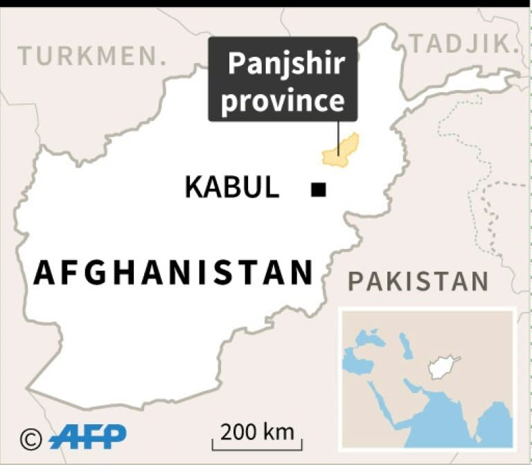 Map of Afghanistan locating the province of Panjshir, where a landslide on Thursday has killed several people and swept away scores of homes