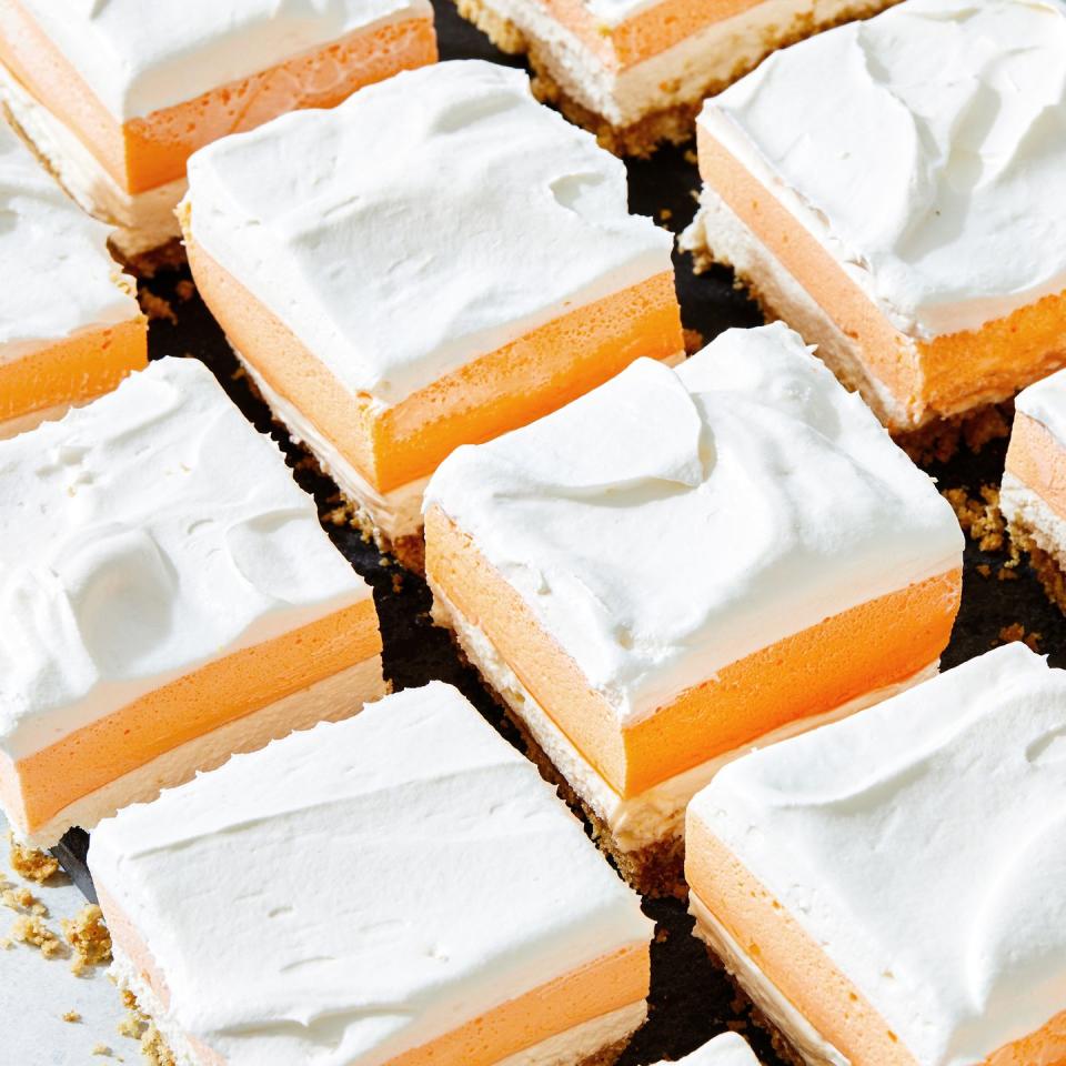 orange creamsicle bars with a graham cracker crust