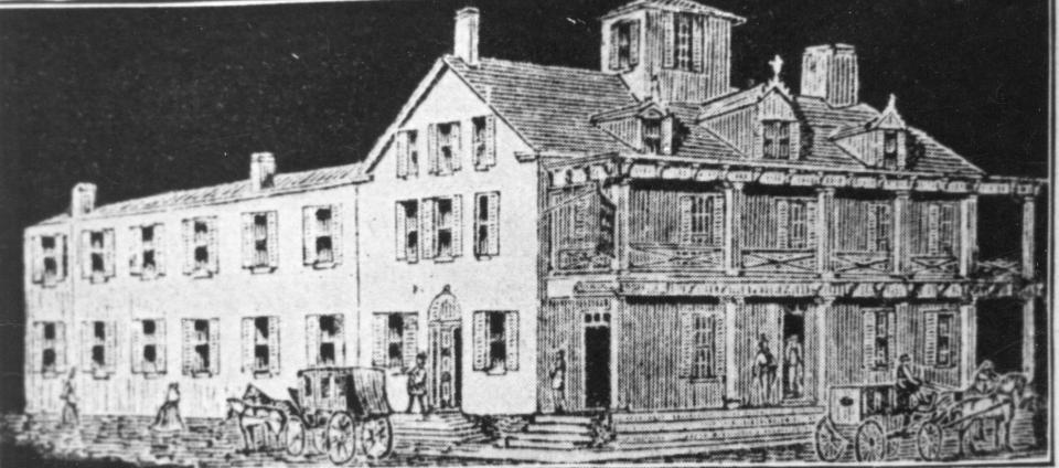 Peterson's Tavern on the corner of Front and Main streets in Binghamton was an early stagecoach stop.