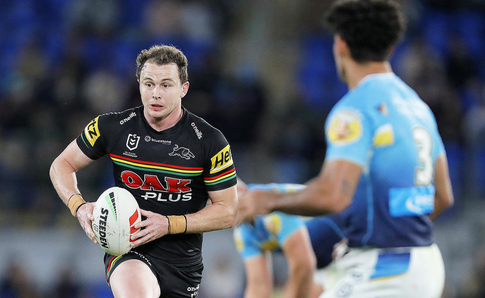 Dylan Edwards, pictured here in action for the Penrith Panthers.