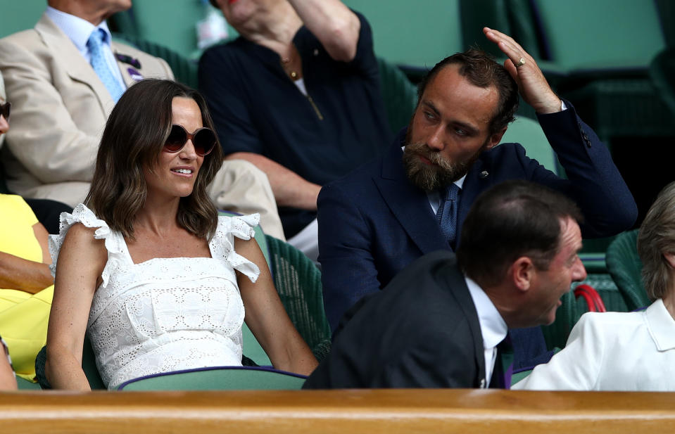 Pippa Matthews and James Middleton in the royal box on centre court on day four of the Wimbledon Championships at the All England Lawn Tennis and Croquet Club, Wimbledon. (Photo by John Walton/PA Images via Getty Images)