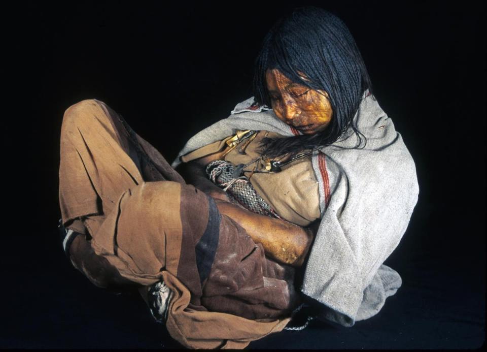 La Doncela (The Maiden) is an Incan mummy that was found at Mount Llullaillaco in Argentina in 1999. The girl died 500 years ago during a ritual sacrifice. (Johan Reinhard)