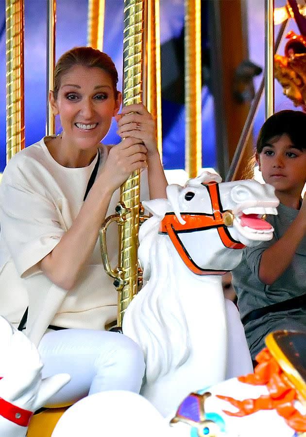 It was all smiles for Celine and the kids. Photo: Splash News