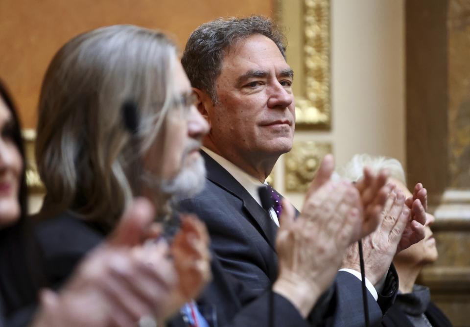 Rep. Brian King, D-Salt Lake City, applauds during the opening of the 2024 Legislature into session Tuesday, Jan. 16, 2024, at the Utah State Capitol, in Salt Lake City. (Krisitn Murphy/The Deseret News via AP, Pool)
