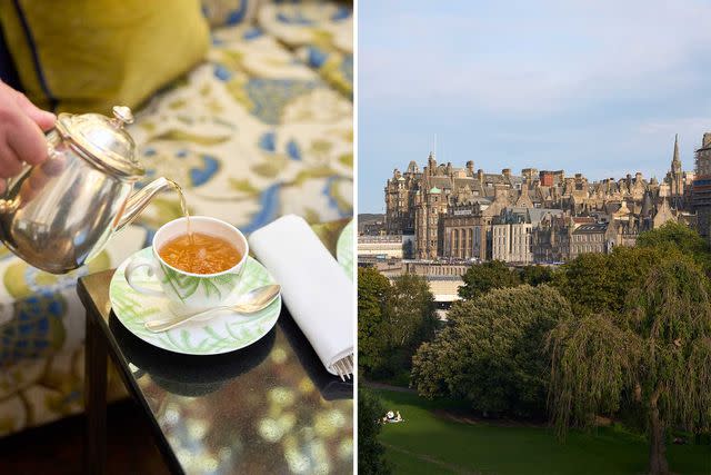 <p>Hayley Benoit</p> From left: High tea at the Balmoral, a grand hotel in the heart of Edinburgh; an afternoon picnic in Princes Street Gardens, in Edinburgh.