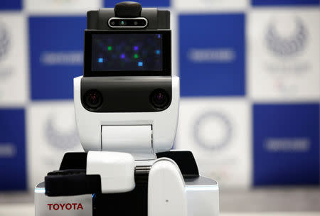 Toyota's HSR (Human Support Robot) is pictured at a demonstration of Tokyo 2020 Robot Project for Tokyo 2020 Olympic Games in Tokyo, Japan, March 15, 2019. REUTERS/Kim Kyung-hoon