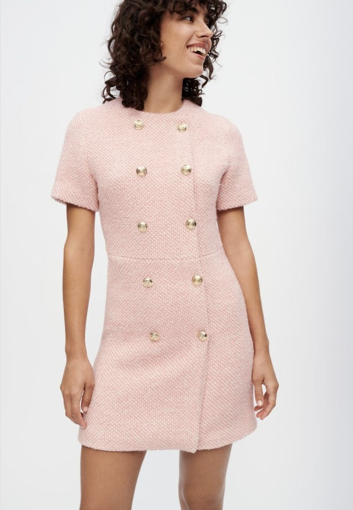 Maje Pink and ecru marl tweed dress. (PHOTO: Zalora)