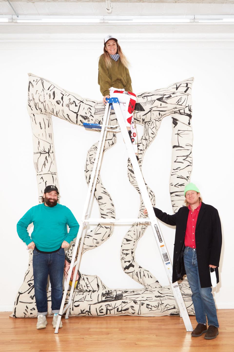 Joe Cole, Meg Lipke, and Pascal Spengemann at Broadway in Tribeca. Cole, a rising art collector, was a client of Spengemann's, and a friendship blossomed. “One beer led to another and now we’ve got an art gallery,” Cole said.