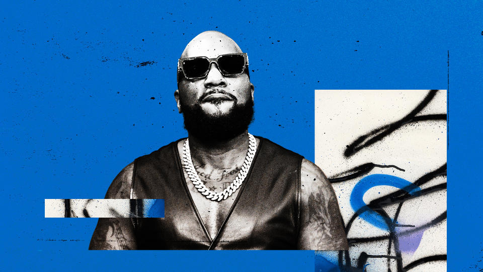 A photo illustration shows hip-hop artist Jeezy, in sunglasses, facing the camera.