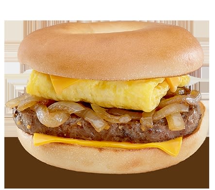 McDonald’s egg, cheese and steak bagel.