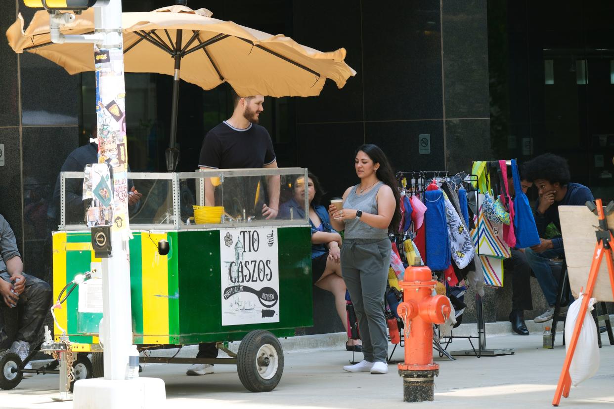 A film set is seen on May 9 in downtown Oklahoma City at Robinson and Park Ave for the movie "Twisters."