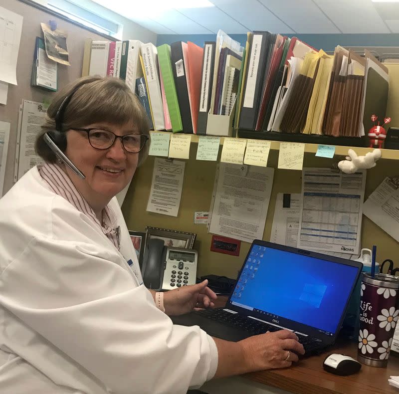 Berrien County public health nurse Karen Kortebein poses in Benton Harbor