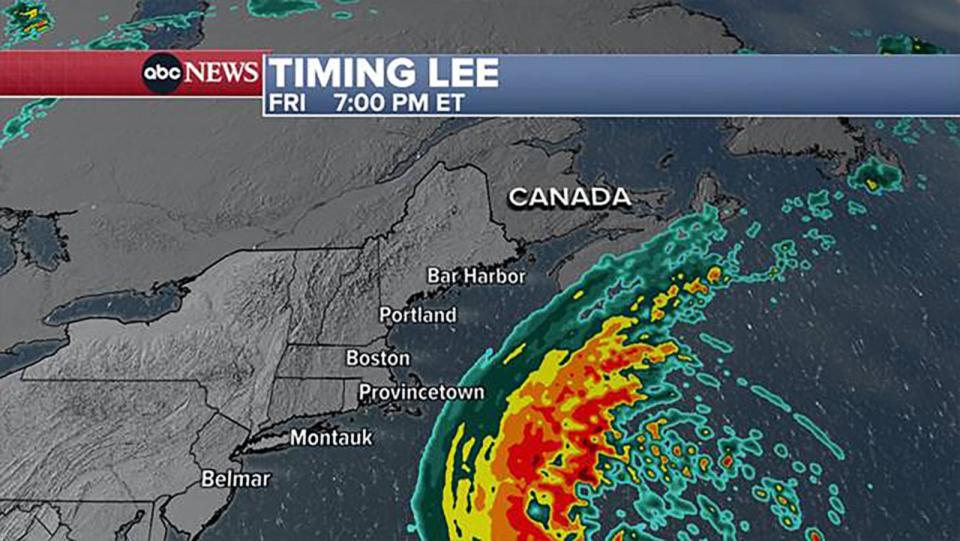 PHOTO: Hurricane Lee Friday timing. (ABC News)