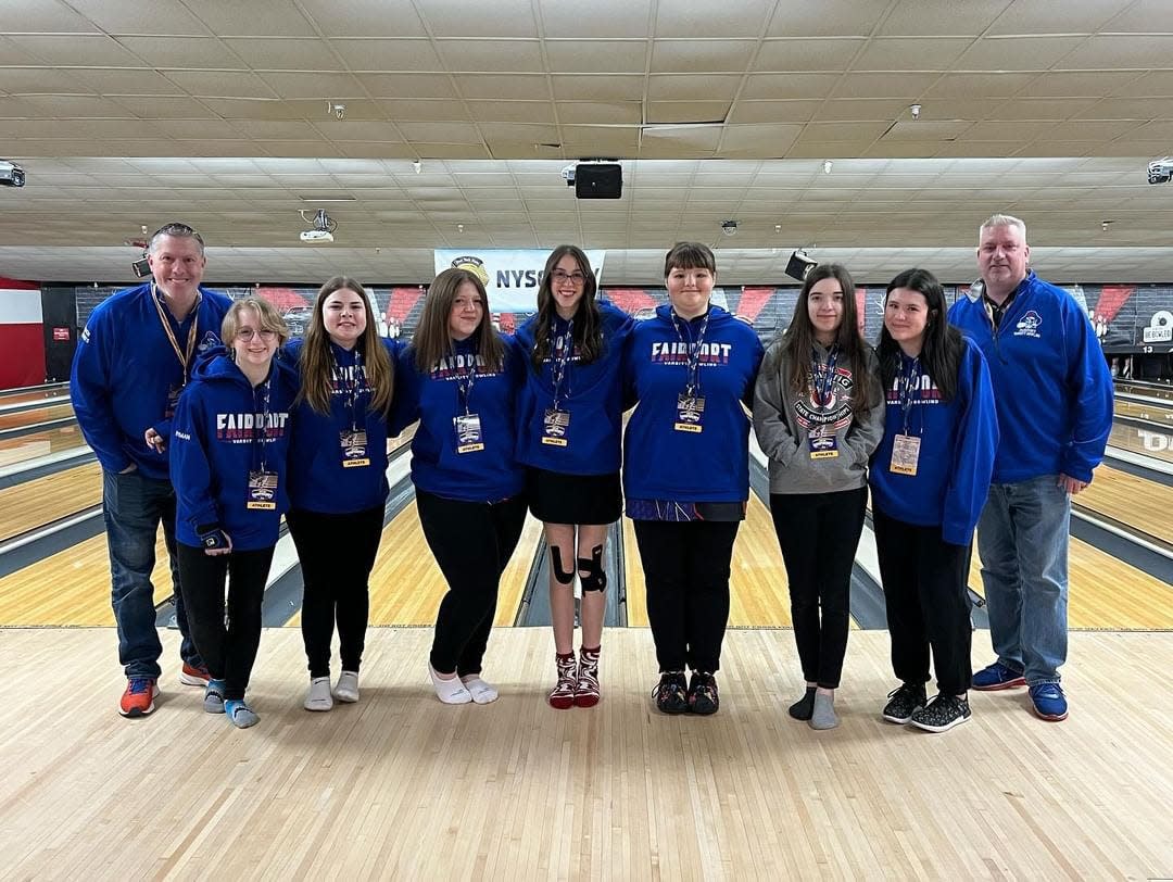 Fairport's girls bowling team placed ninth at the NYSPHSAA Division I girls bowling tournament Sunday, March 10, 2024 in Syracuse.