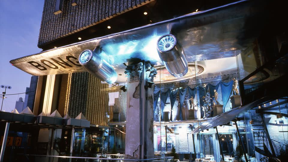 British architect Nigel Coates has been inspired by "Crash" and Ballard's writing. In 1986 he built Caffe Bongo, which features the collision of a plane wing and a Roman column. - Edward Valentine/Nigel Coates Archive