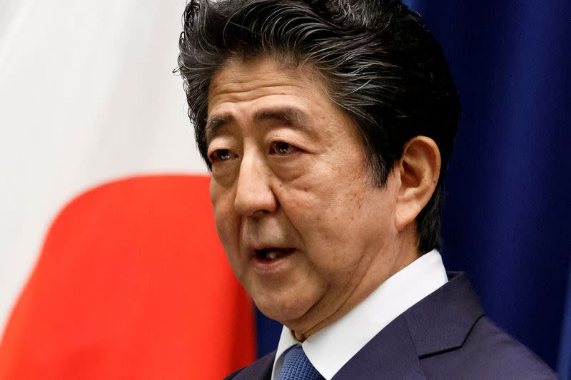 FILE PHOTO: Japanese PM Abe gives news conference in Tokyo