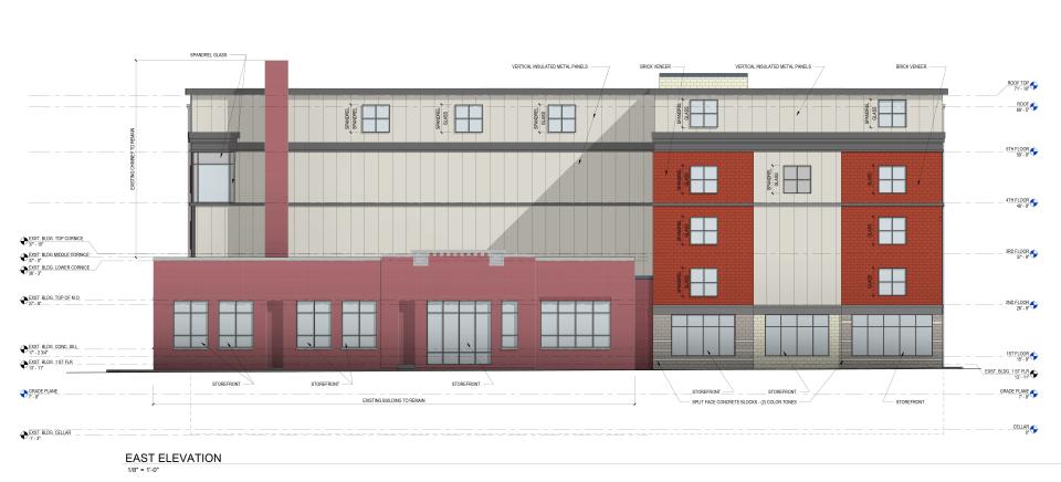 This rendering show the east side of a proposed self-storage complex on Branch Avenue in Providence.