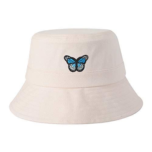 XYIYI White Butterfly Embroidery Bucket Hat Cotton Fashion Beach