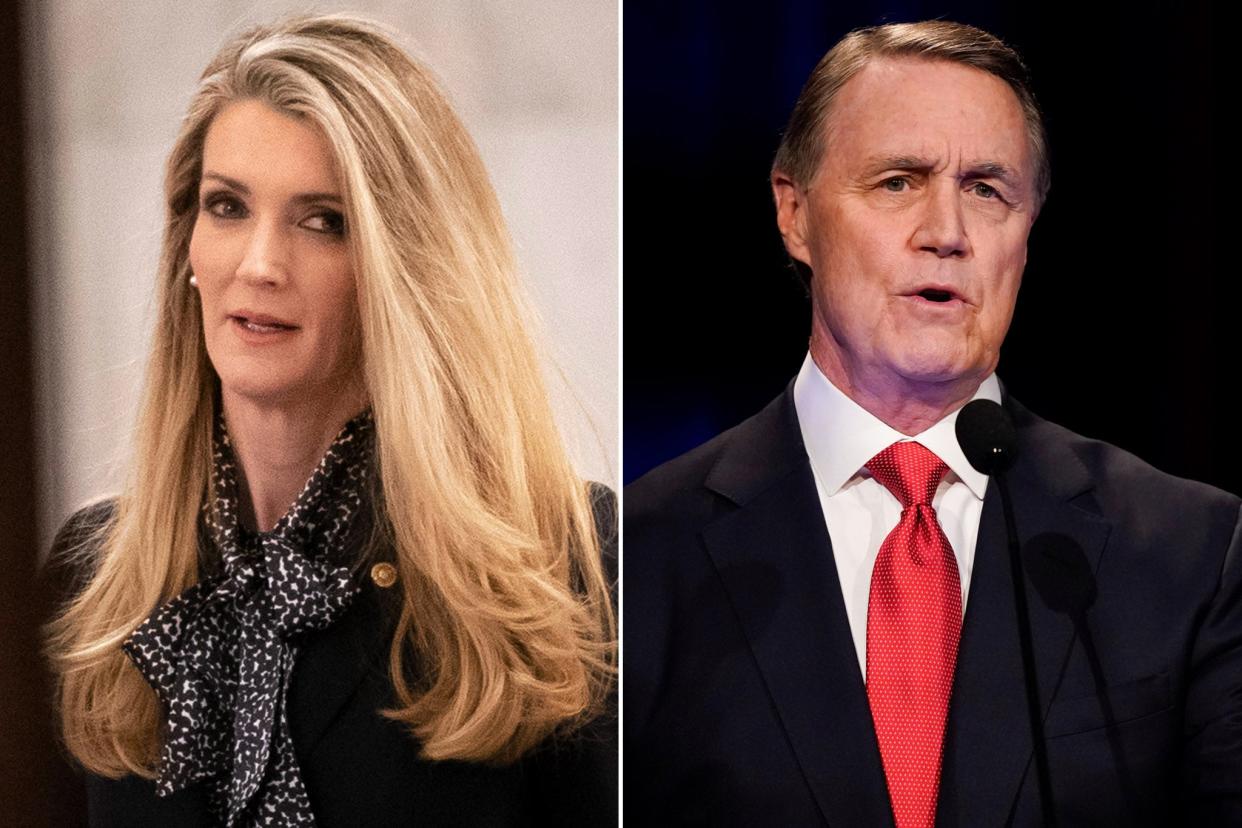 Former senators Kelly Loeffler and David Perdue (AP/Getty)