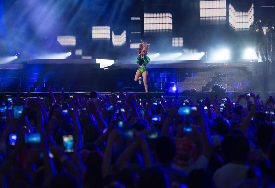 BRONX, NY - JUNE 04:  Jennifer Lopez performs at Orchard Beach on June 4, 2014 in Bronx, New York.  (Photo by Dave Kotinsky/Getty Images)