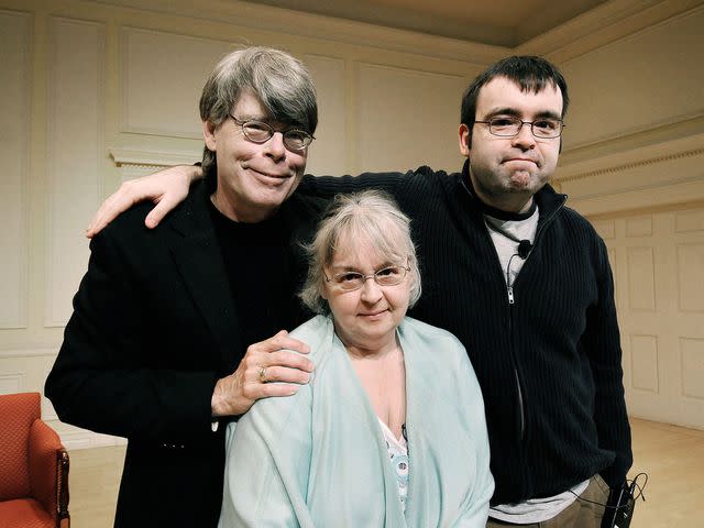 <p>Olivier Douliery / Abaca Press / Alamy </p> Stephen King, wife Tabitha and son Owen attend an event that is a part of the Foundation's Writers in Schools Program, at the Library of Congress in 2008