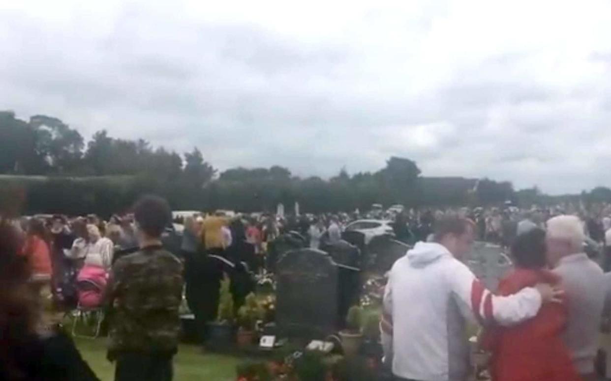 Image taken with permission from a video posted on twitter by @Simonc46176551 of the scene in St Patrick's cemetery, Dowdallshill in Dundalk - PA